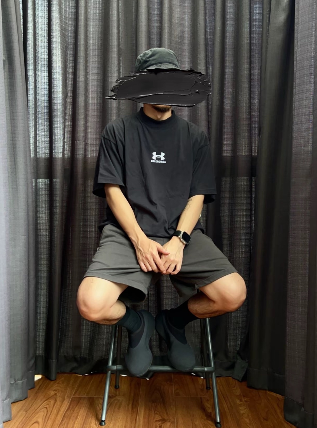 BALENCIAGA x Under Armour ® T-shirt Oversized Fit "Black/White"(787349TRVB79034）