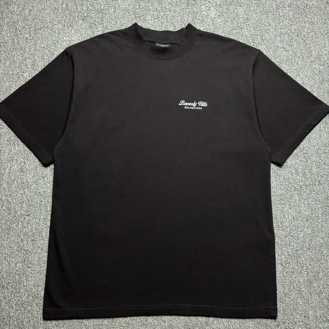 BALENCIAGA Beverly Hills T-Shirt Medium Fit in Vintage Jersey "Black"(764235TQVS69034）