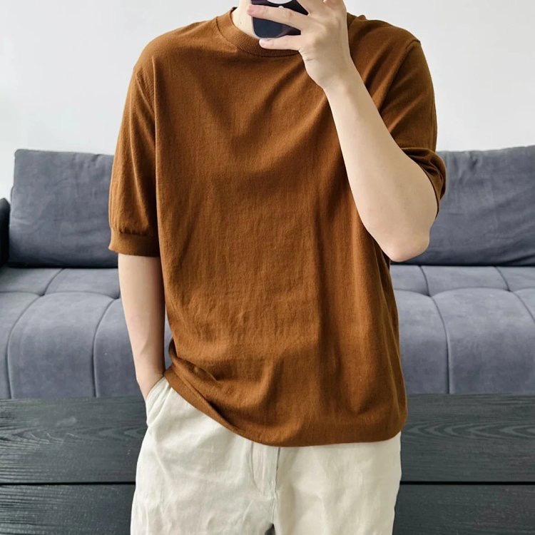 Zegna Caramel Knitted T-shirt（RUDC90A-7C10-N04）