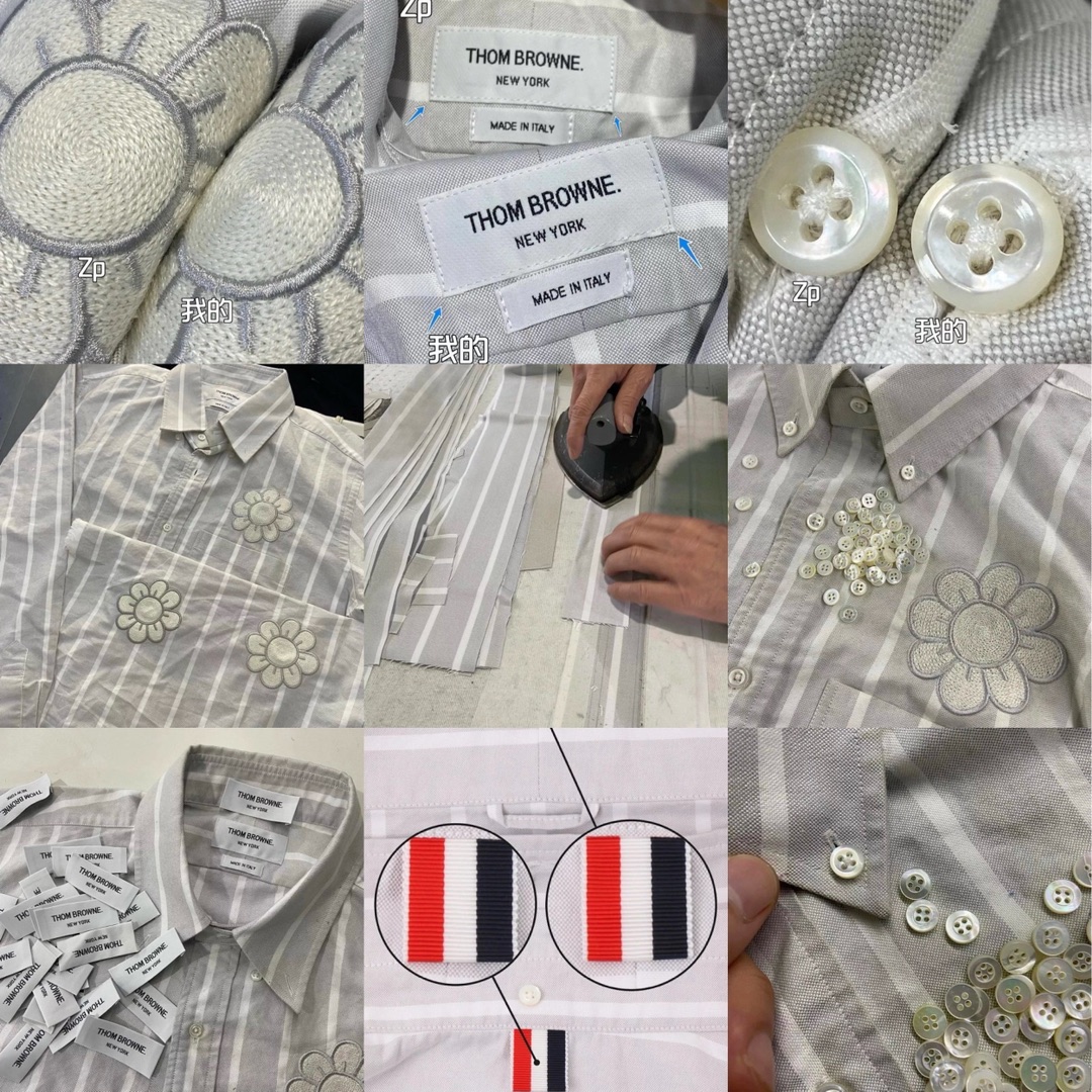 THOM BROWNE FLORAL APPLIQUE STRIPED BUTTON DOWN OXFORD SHIRT（MWL272E-10426-035）