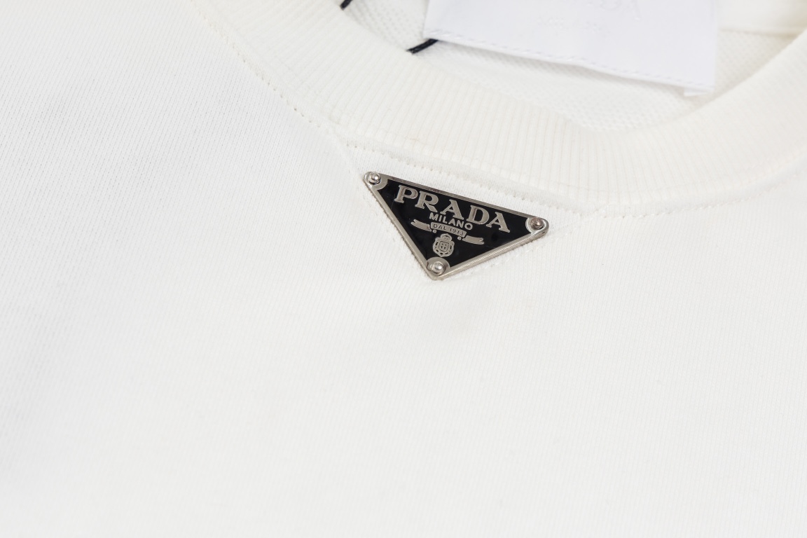 PRADA SS23 Solid Color Logo Casual Sweatshirt Crew Neck Long Sleeve (UJL26A-11LN-F0002-S-232）
