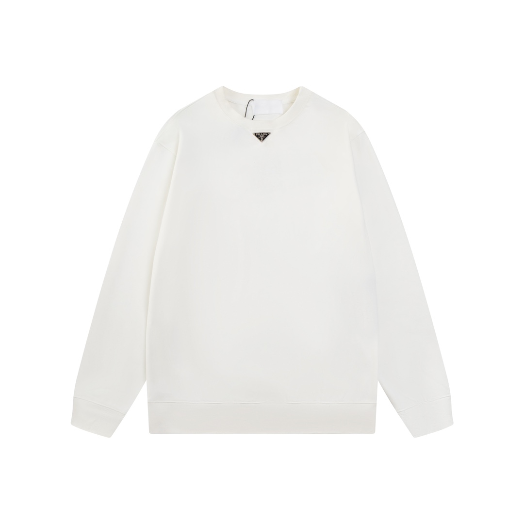 PRADA SS23 Solid Color Logo Casual Sweatshirt Crew Neck Long Sleeve (UJL26A-11LN-F0002-S-232）