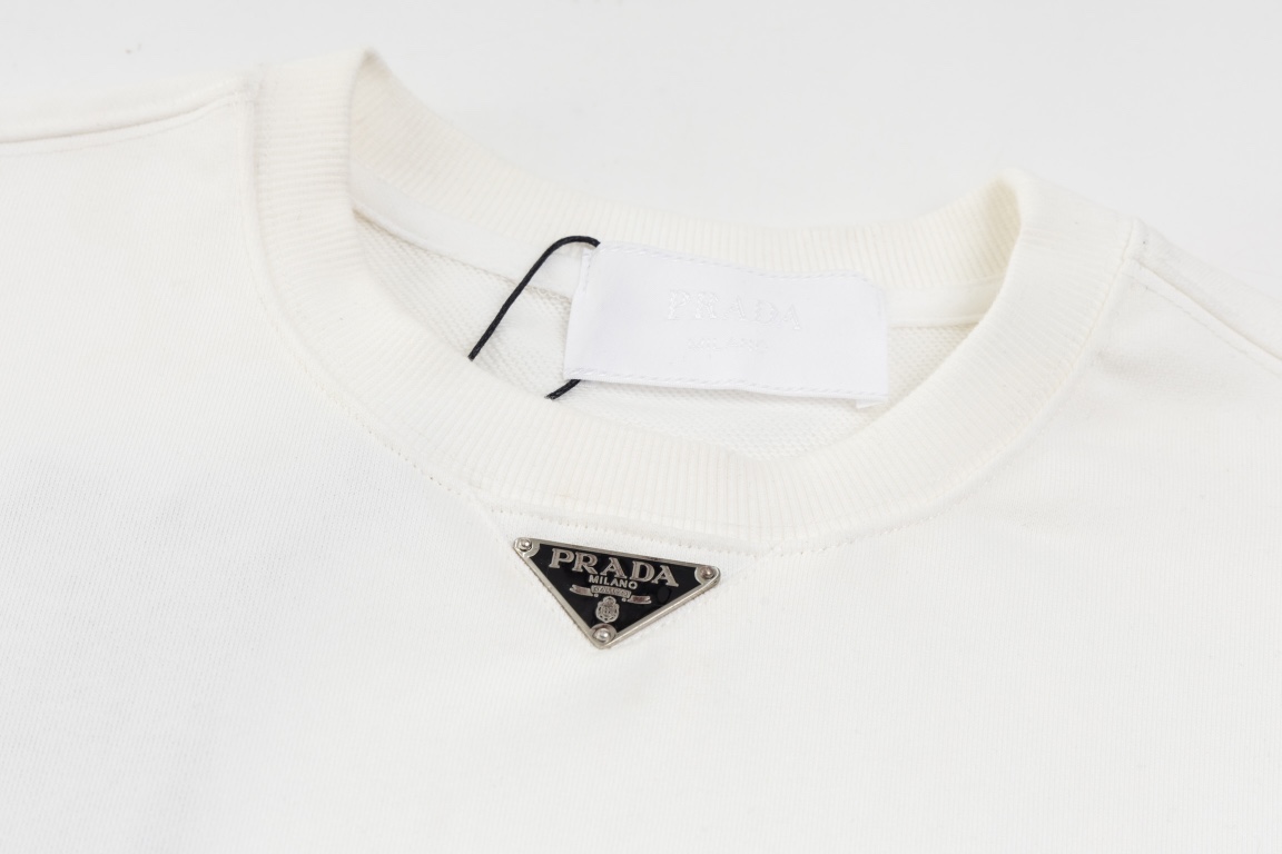PRADA SS23 Solid Color Logo Casual Sweatshirt Crew Neck Long Sleeve (UJL26A-11LN-F0002-S-232）