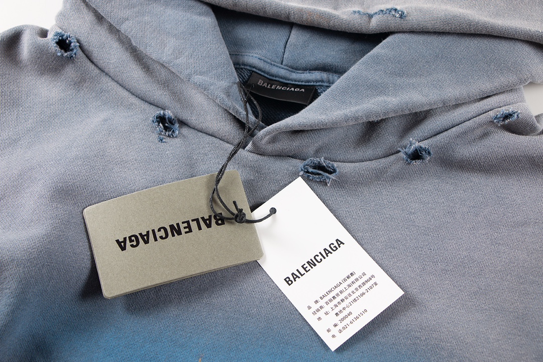  Balenciaga Paris Moon Hoodie Oversized in Blue  (744462TQVO24530）