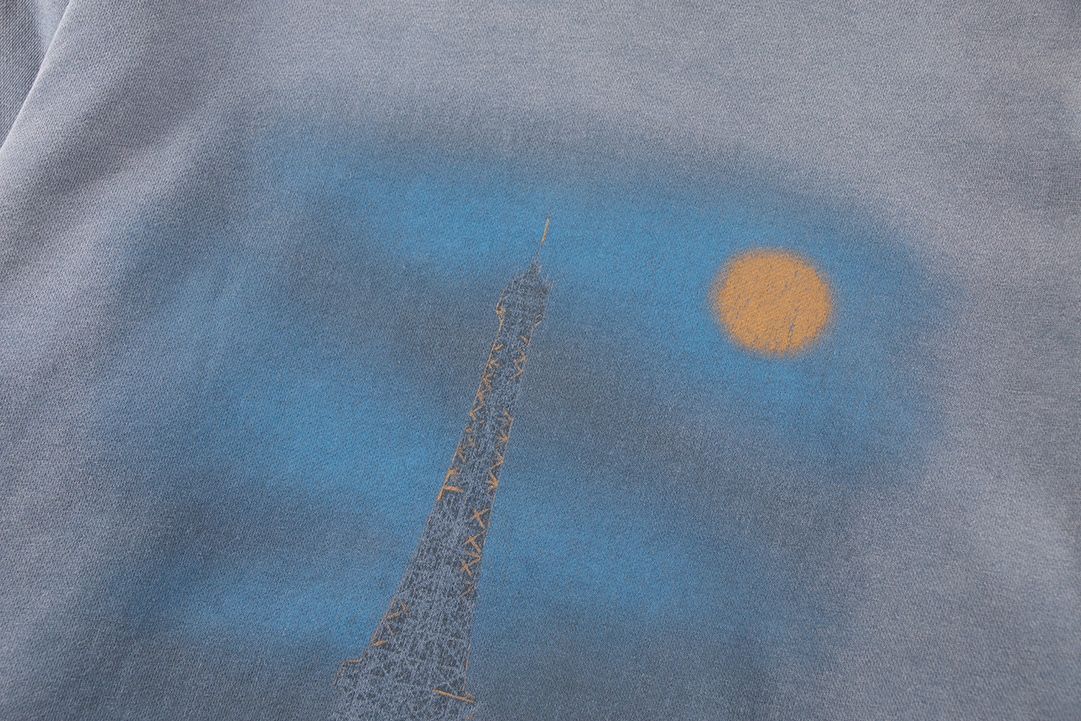  Balenciaga Paris Moon Hoodie Oversized in Blue  (744462TQVO24530）
