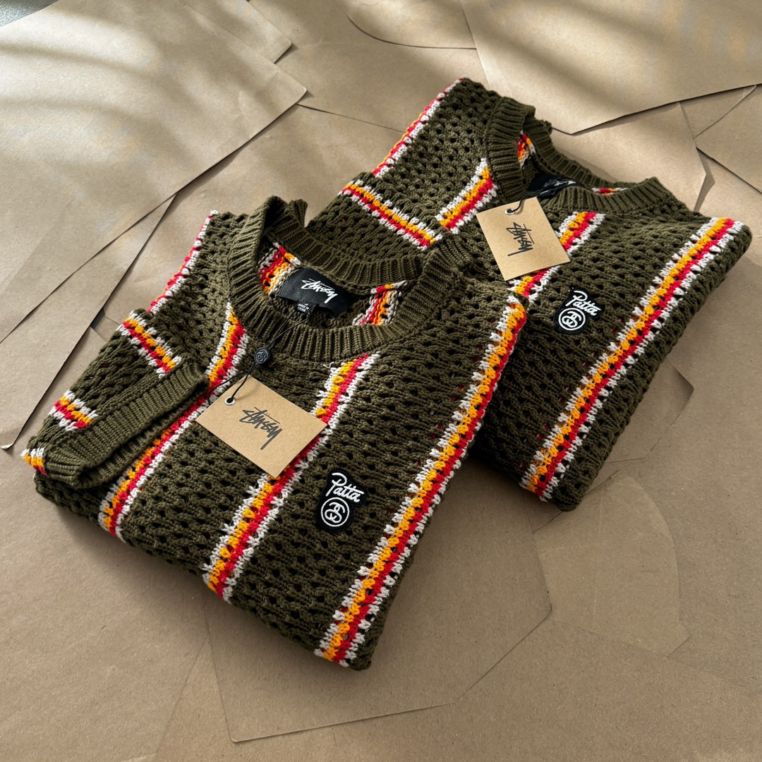 Stussy x Patta Stripe Loose Gauge Crewneck Sweater Stussy x Patta Stripe Loose Gauge Crewneck Sweater