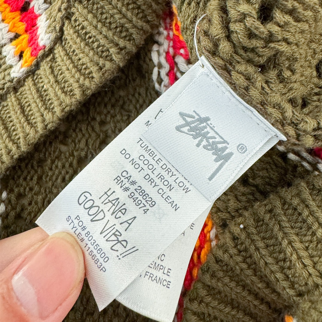 Stussy x Patta Stripe Loose Gauge Crewneck Sweater "Olive"（317012）