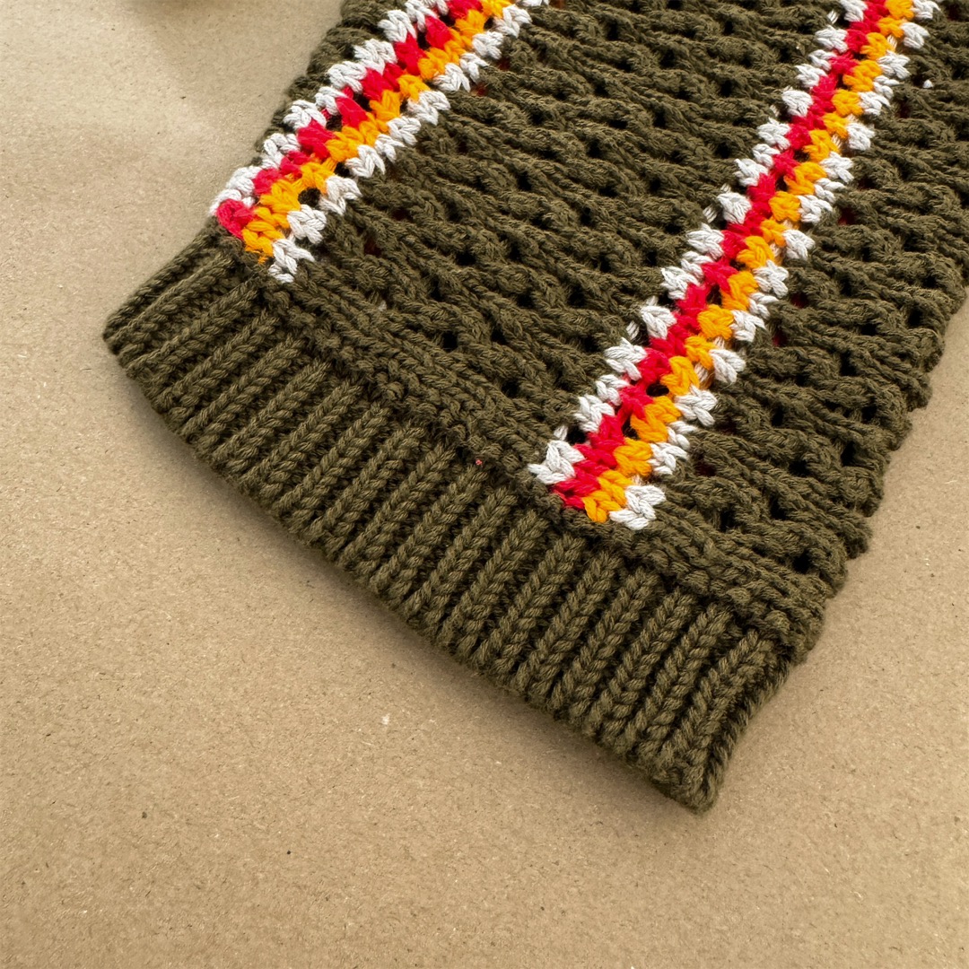 Stussy x Patta Stripe Loose Gauge Crewneck Sweater "Olive"（317012）