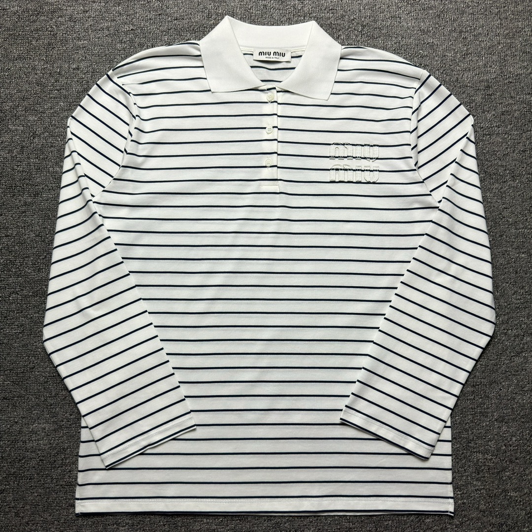 MIUMIU Striped POLO Long Sleeve（miumiu-28UEFF77）