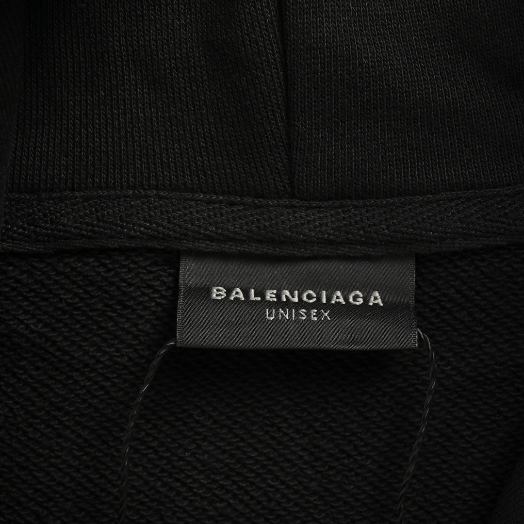 Balenciaga Paris Moon No Pocket Hoodie Oversized Faded Black(744462TOVE31055）