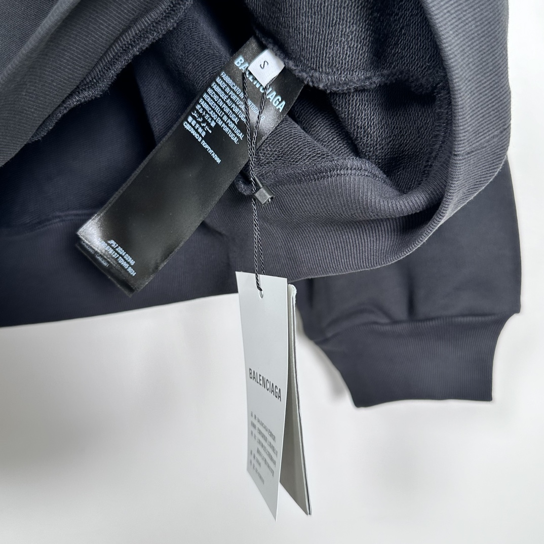 Balenciaga Logo Hoodies 'Black'（767877TQVI71569）