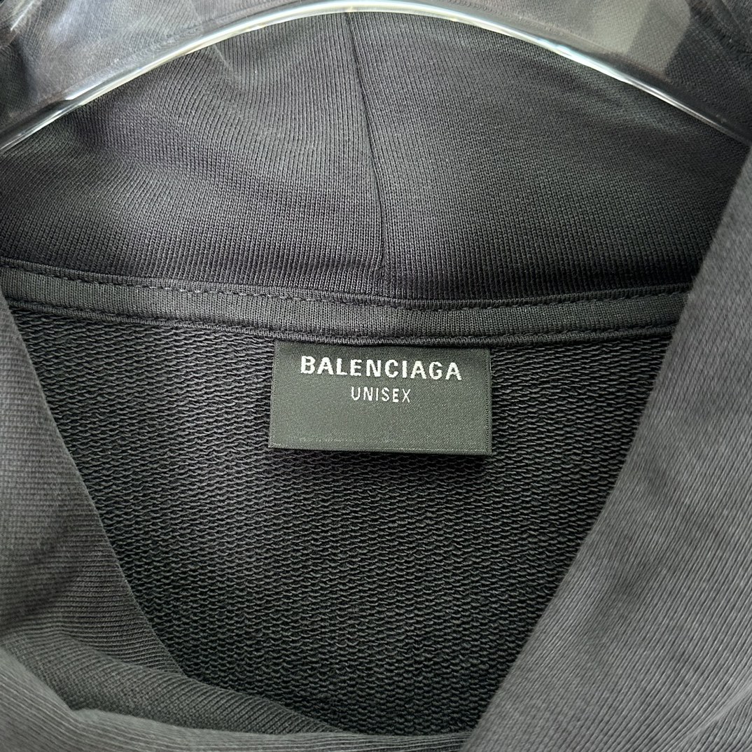 Balenciaga Logo Hoodies 'Black'（767877TQVI71569）