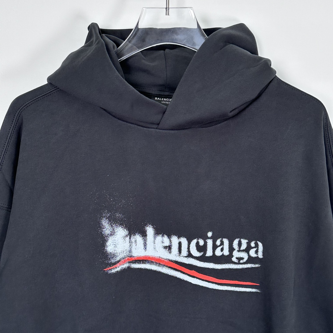 Balenciaga Logo Hoodies 'Black'（767877TQVI71569）