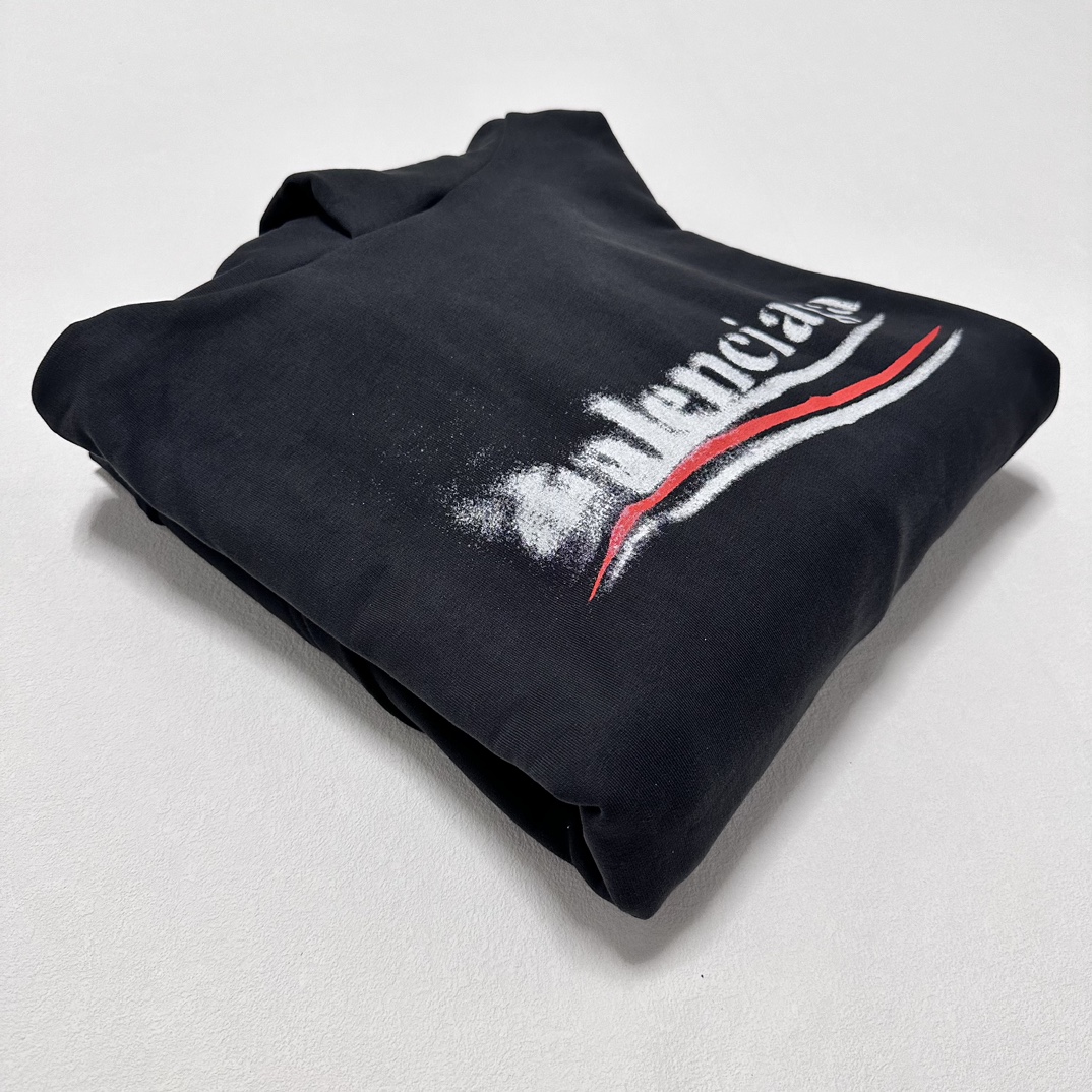 Balenciaga Logo Hoodies 'Black'（767877TQVI71569）