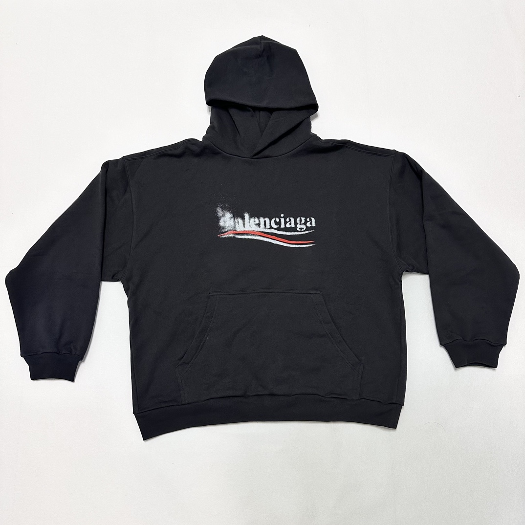 Balenciaga Logo Hoodies 'Black'（767877TQVI71569）