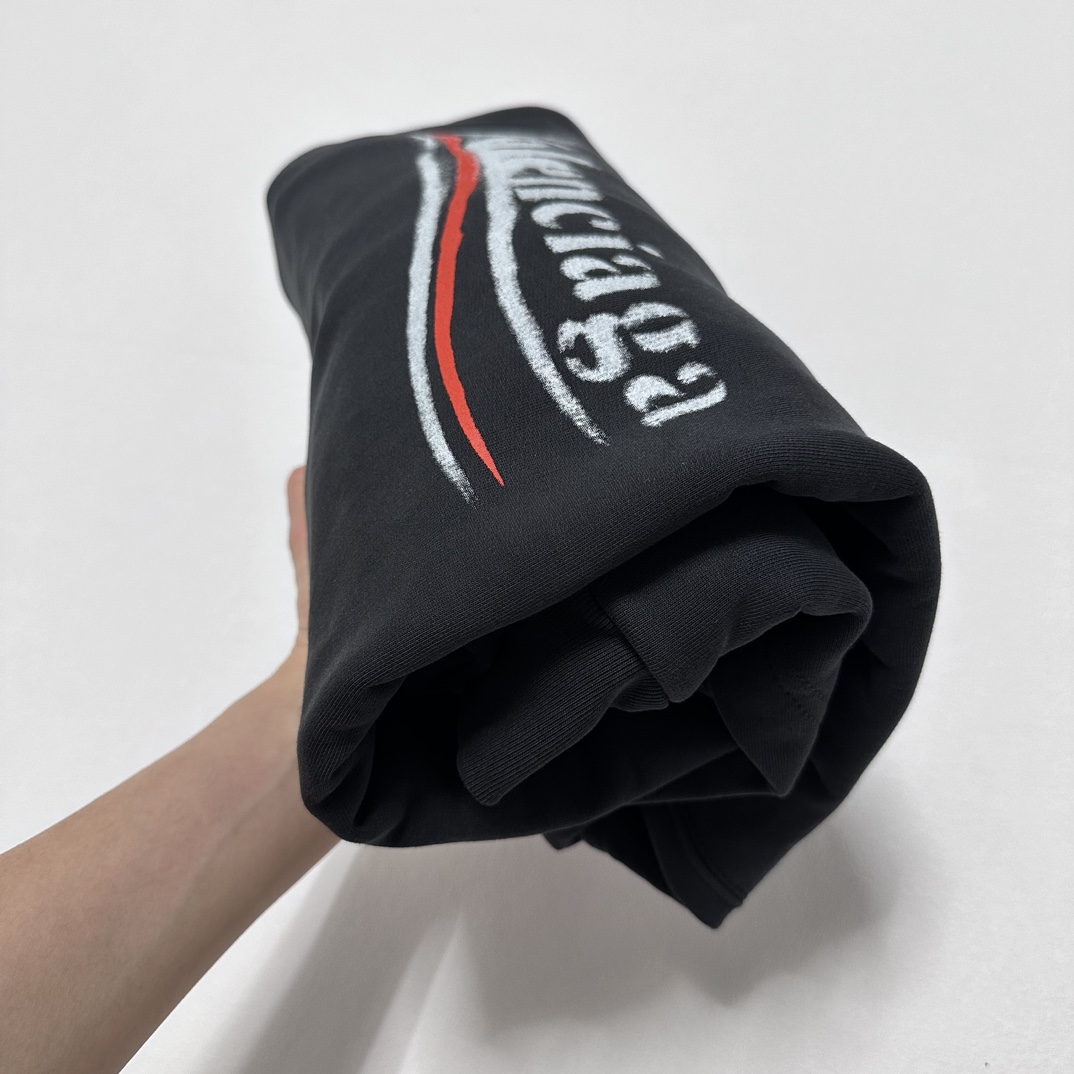 Balenciaga Logo Hoodies 'Black'（767877TQVI71569）