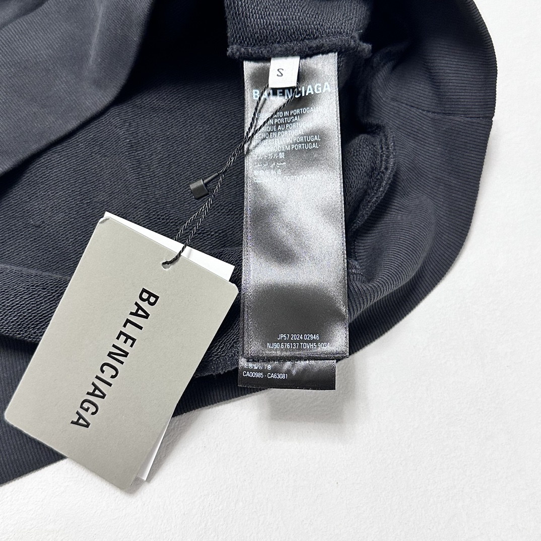 Balenciaga Logo Hoodies 'Black'（767877TQVI71569）