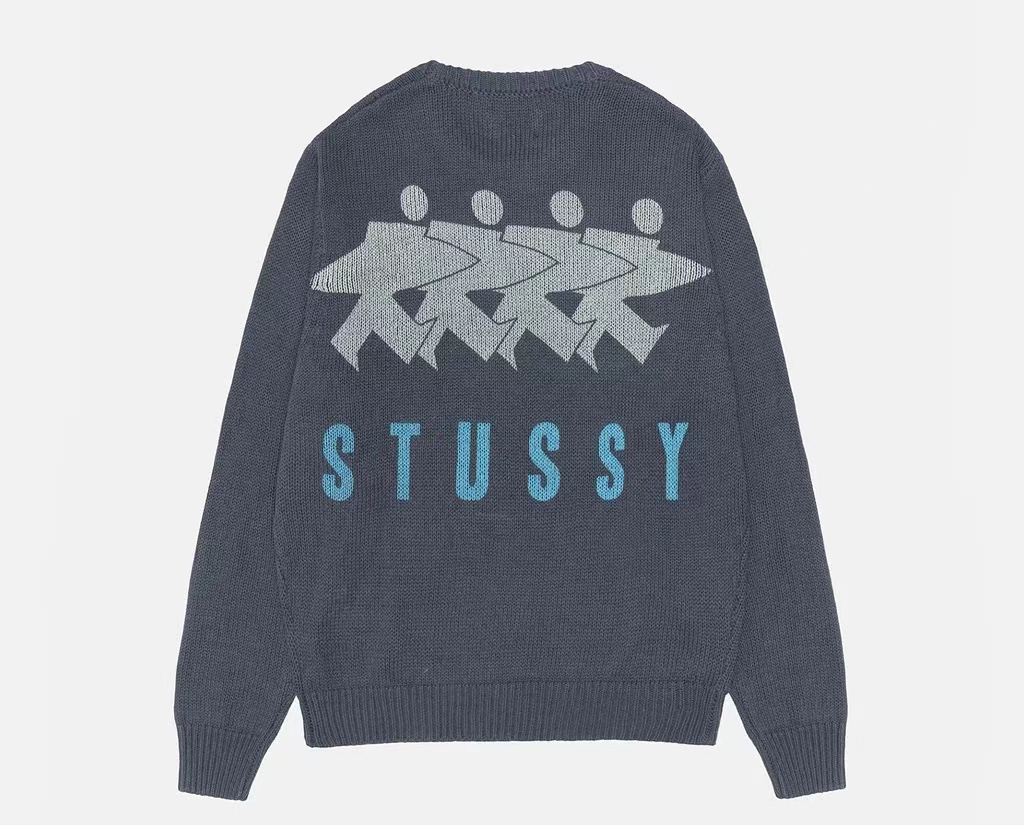 Stussy Surfman Icon Cotton Linen Crew Dusty Blue（117233-stussy）