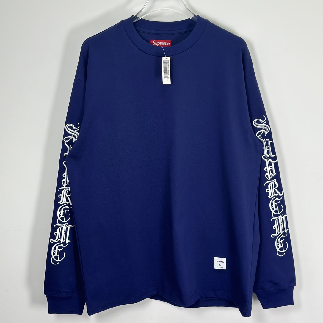 Supreme Old English L/S Top "Navy"（SUP-FW24-058）