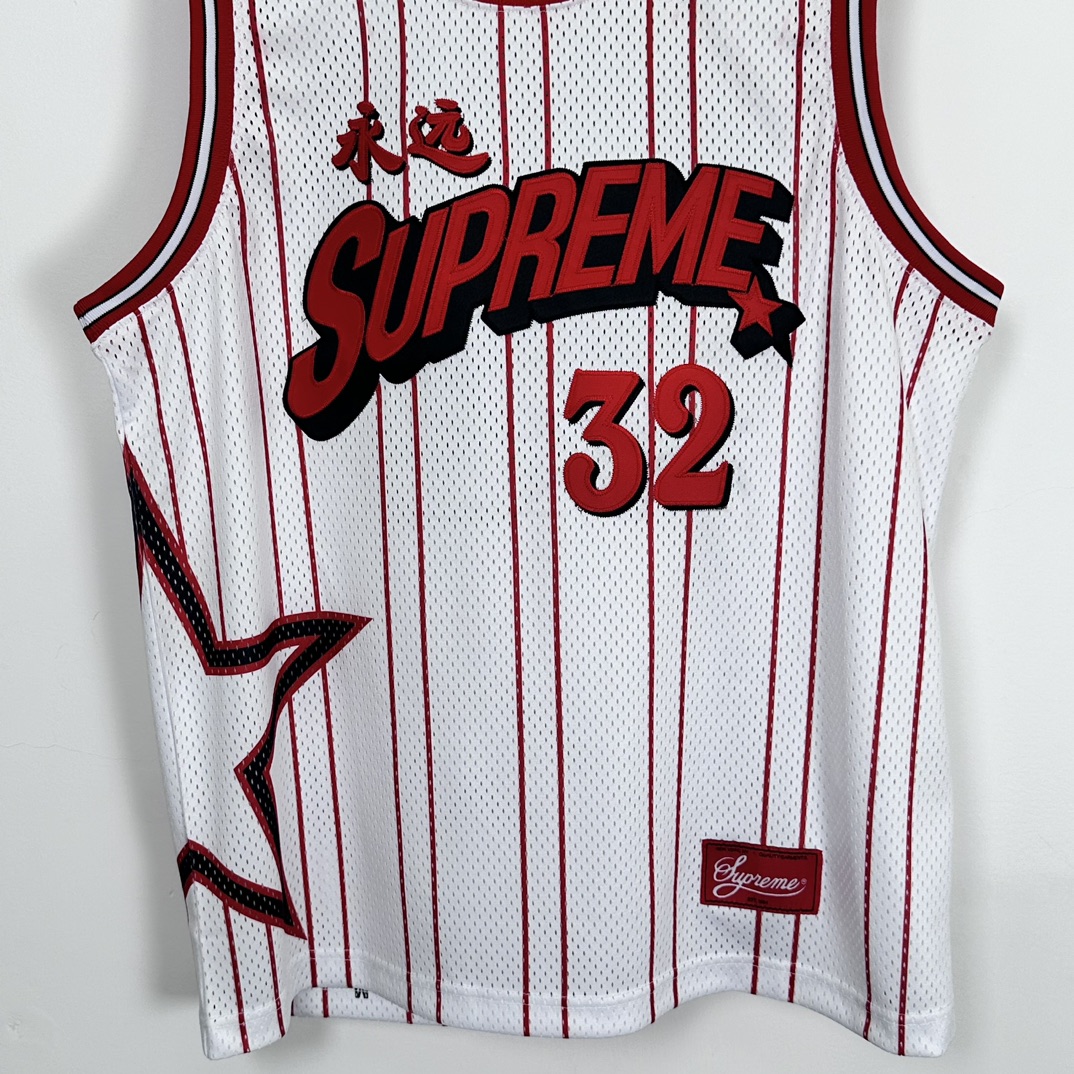 Supreme Star Basketball Jersey 'red White'(SUP-SS24-285-1）