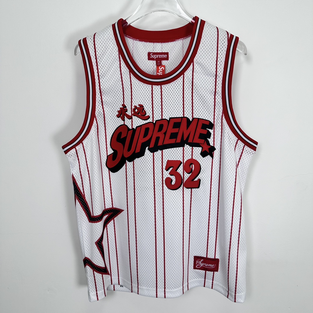 Supreme Star Basketball Jersey 'red White'(SUP-SS24-285-1）