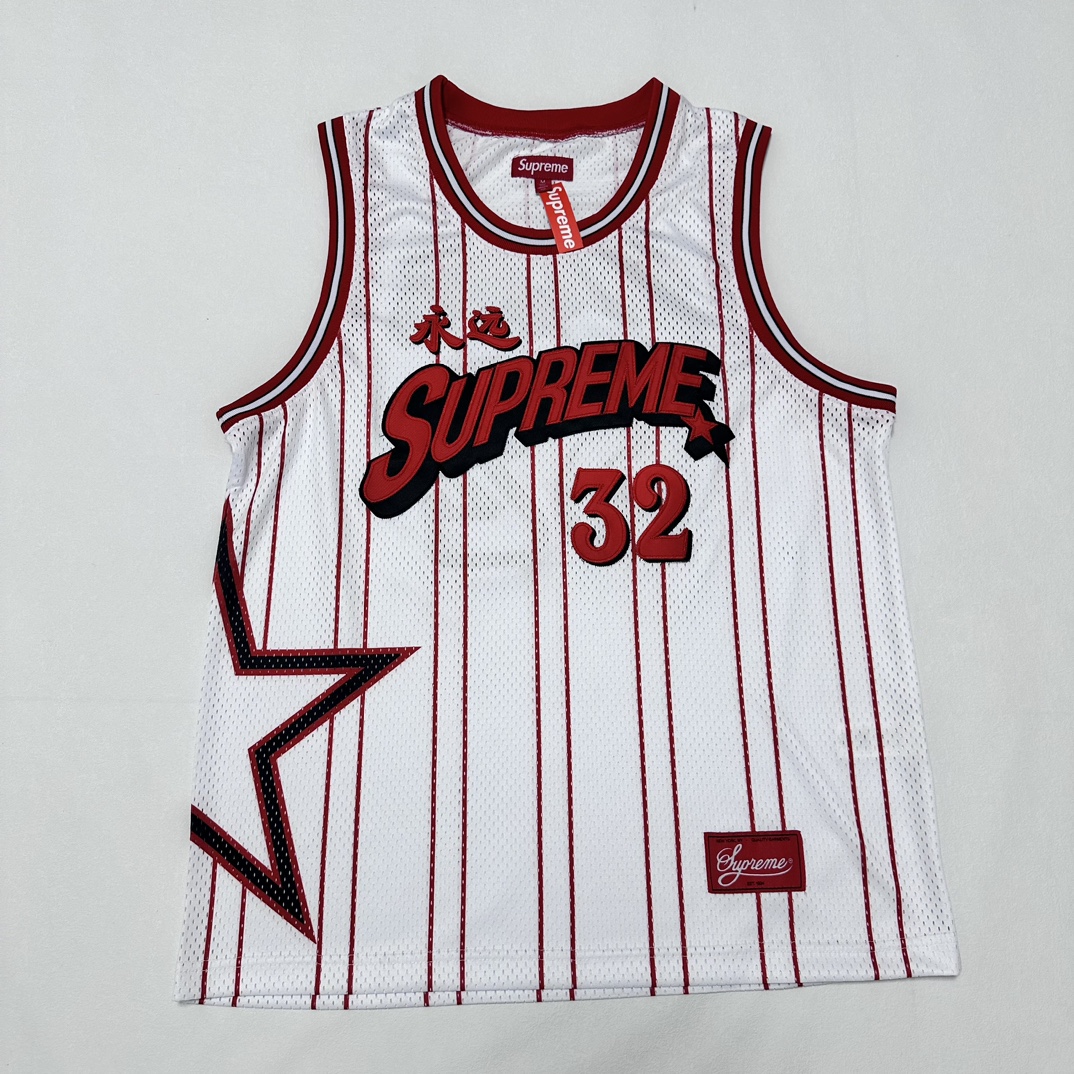 Supreme Star Basketball Jersey 'red White'(SUP-SS24-285-1）