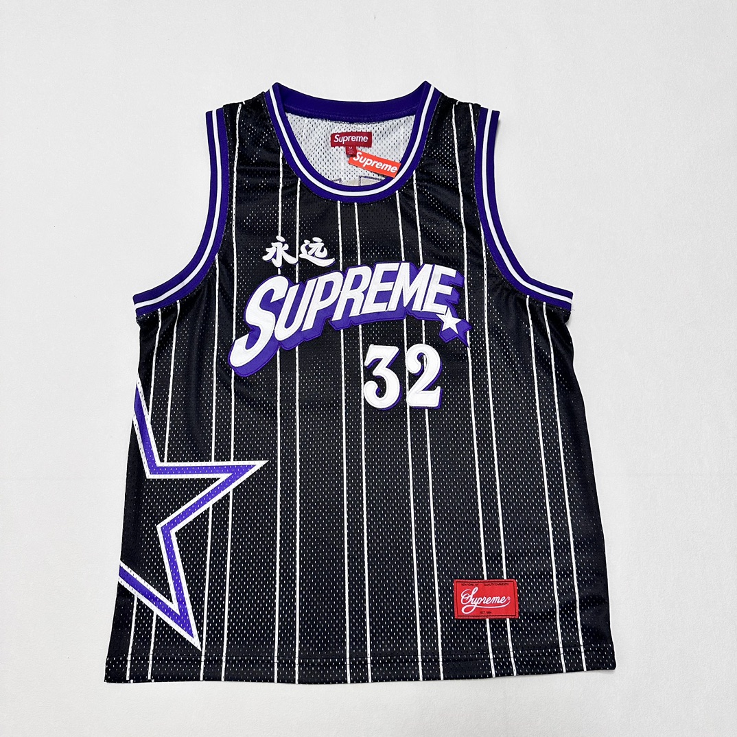 Supreme Star Basketball Jersey 'Black White' (SUP-SS24-285）