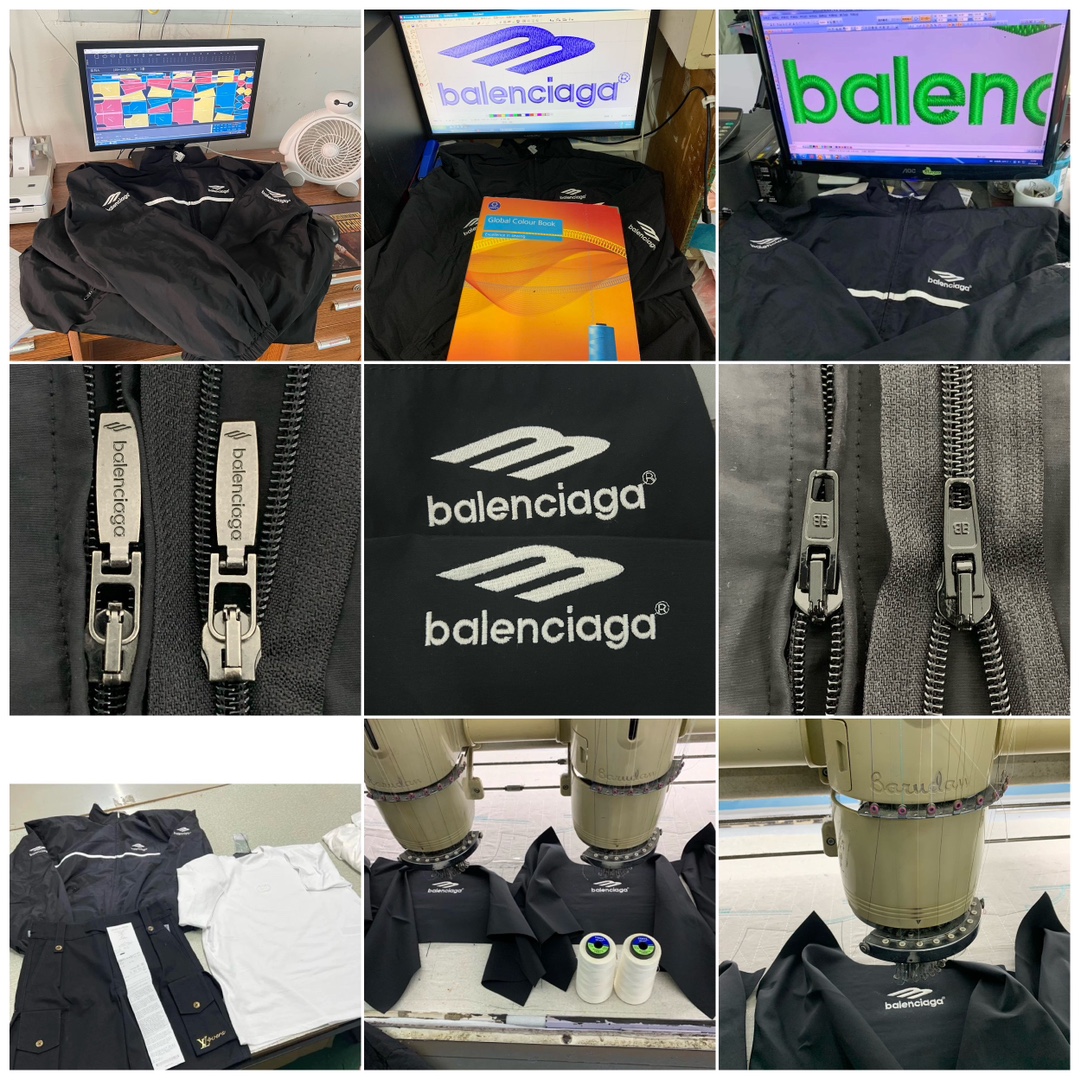 Balenciaga Colorblock Embroidered Lettering Tracksuit Jacket (763436TNQ251000）