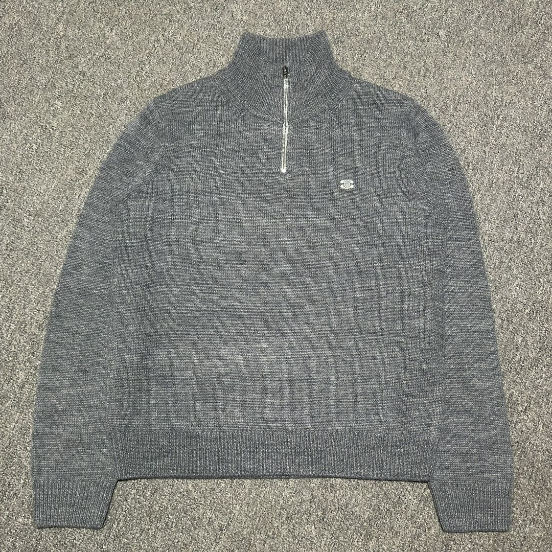 CELINE Triomphe trucker sweater in wool and cashmere  (2ADBH048T-09OW）