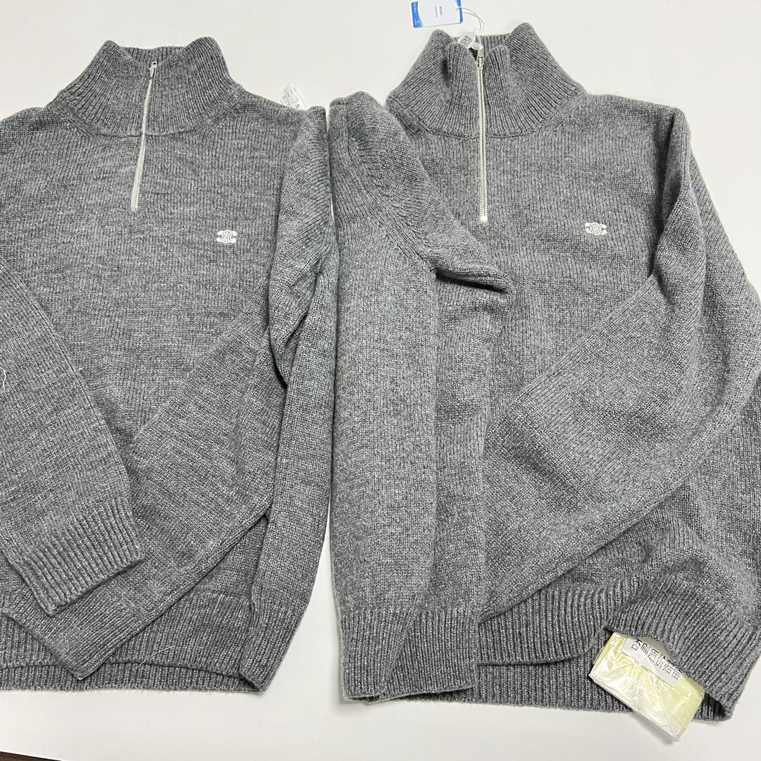 CELINE Triomphe trucker sweater in wool and cashmere  (2ADBH048T-09OW）