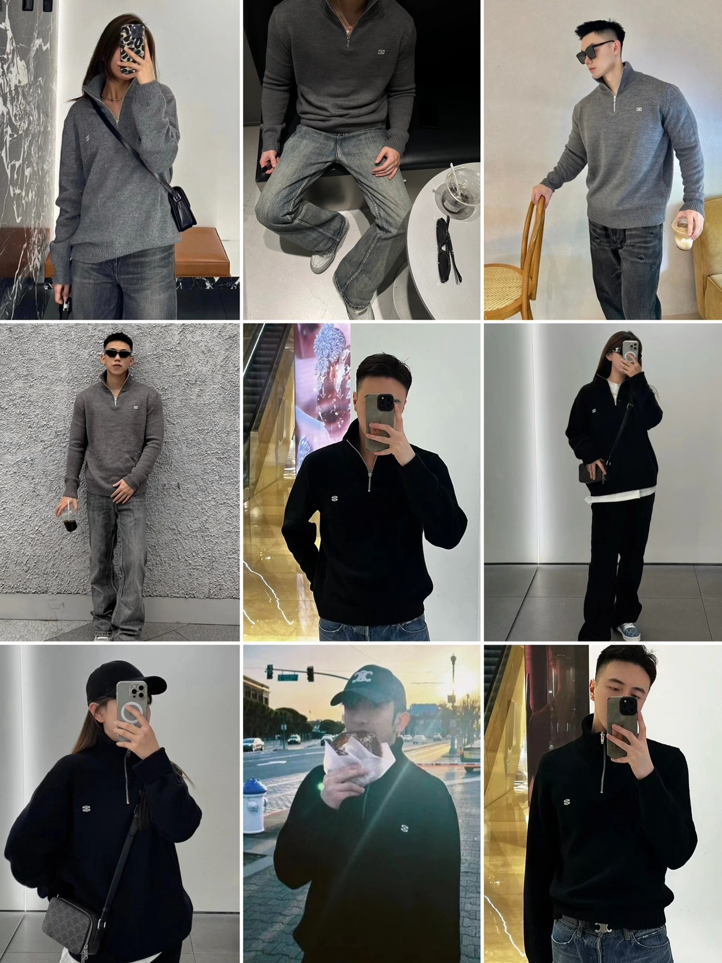 CELINE Triomphe trucker sweater in wool and cashmere  (2ADBH048T-09OW）