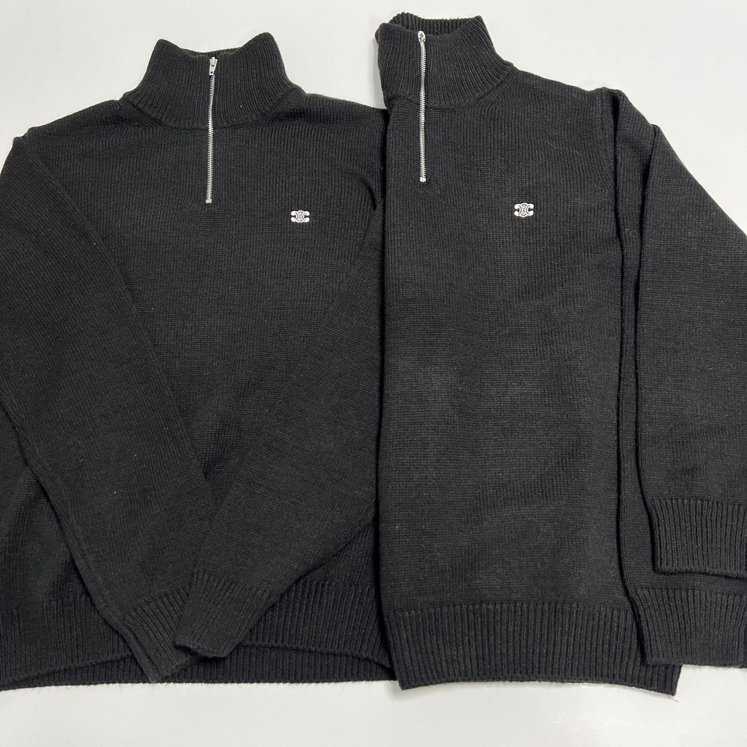 CELINE Triomphe trucker sweater in wool and cashmere  (2ADBH048T-09OW）