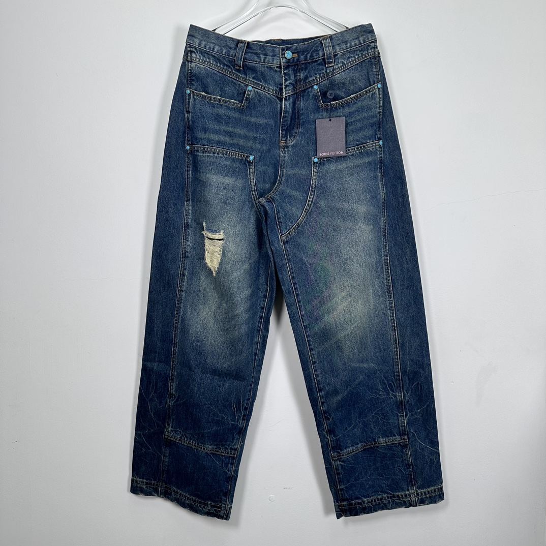 LOUIS VUITTON Washed denim workwear pants（1AFWYW）