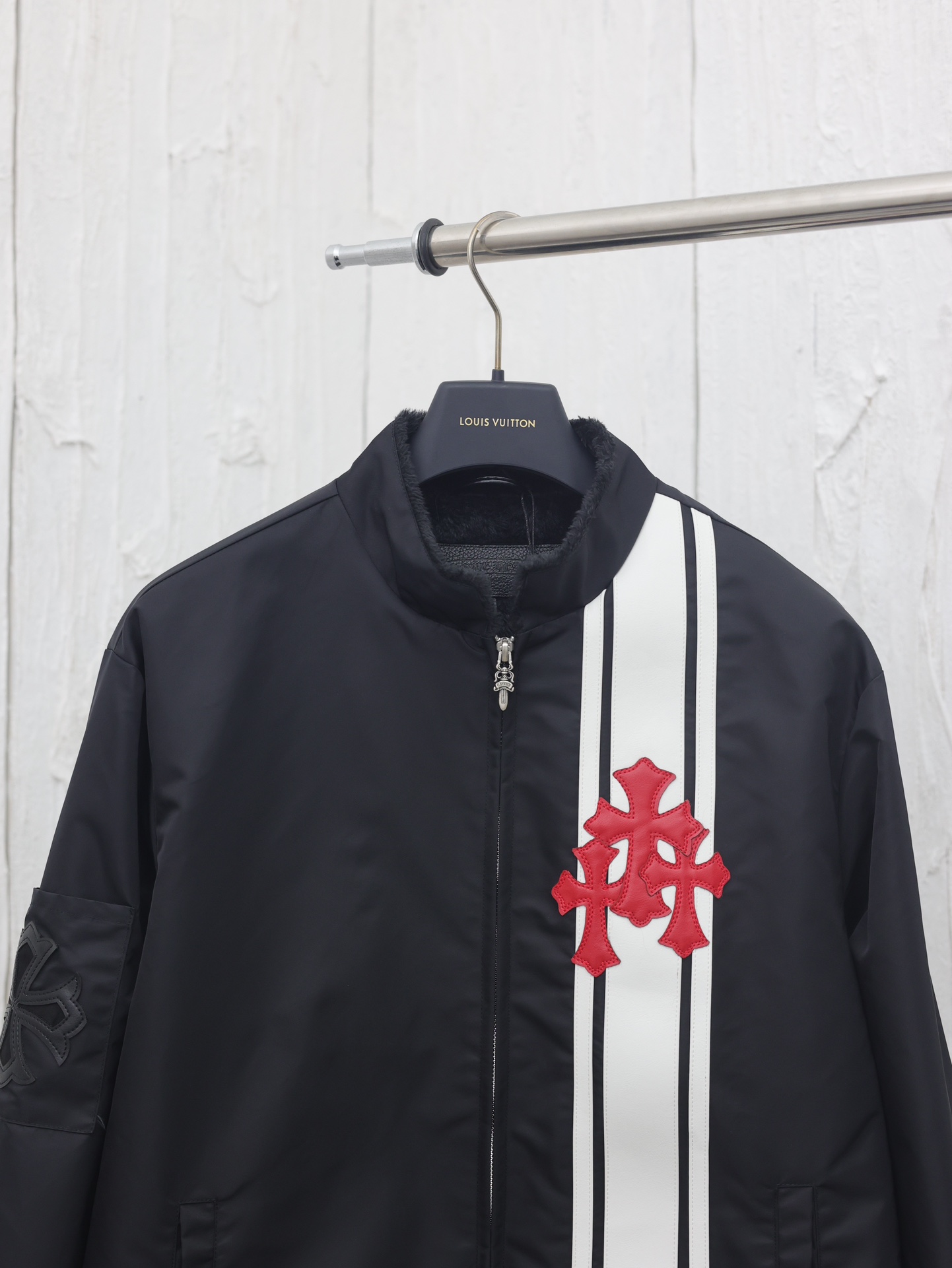 Chrome Hearts Cobra 3 Cemetery Cross Patch Nylon Racing Jacket "Black/White/Red" (CH-2024-1000）