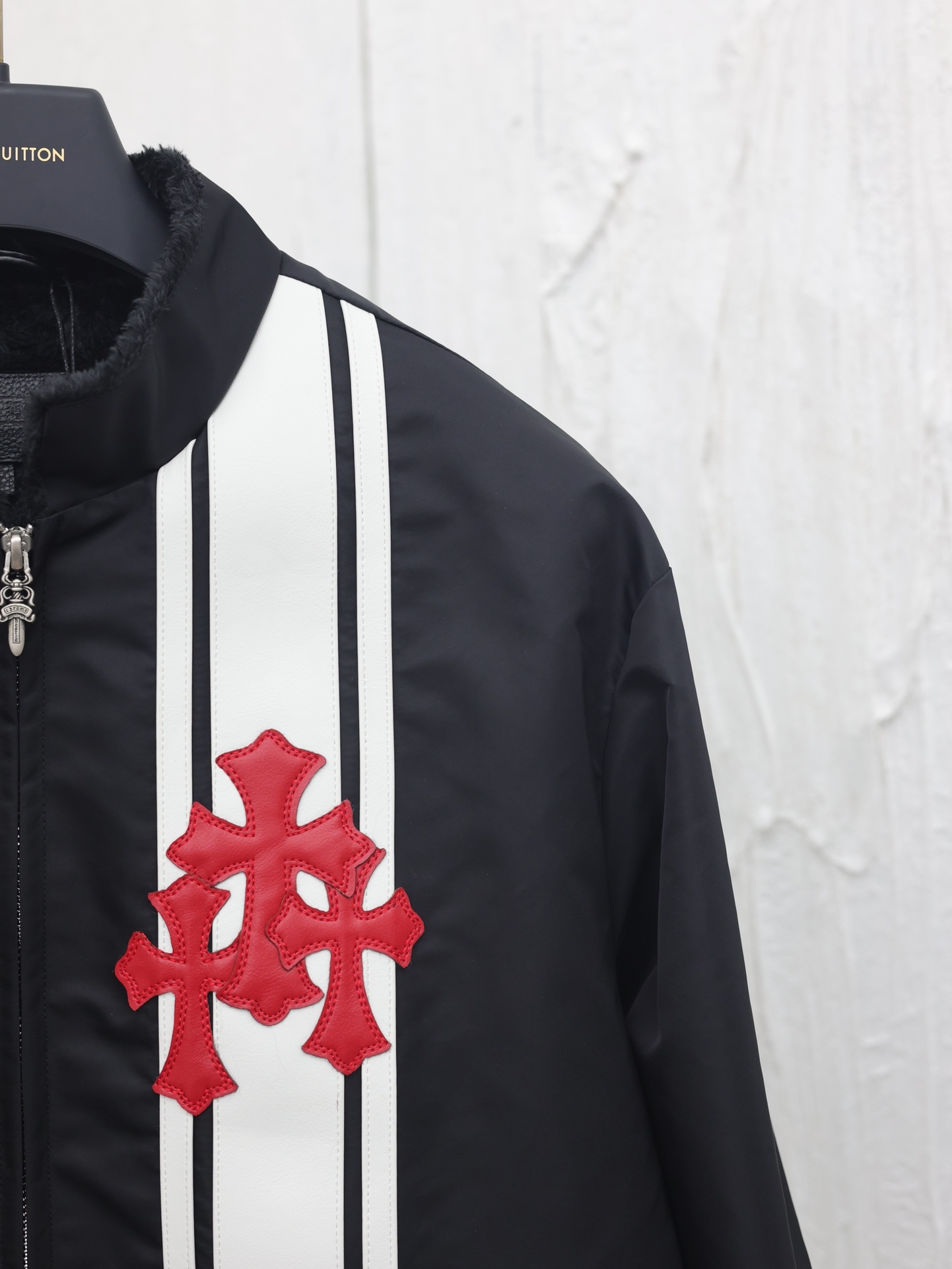 Chrome Hearts Cobra 3 Cemetery Cross Patch Nylon Racing Jacket "Black/White/Red" (CH-2024-1000）