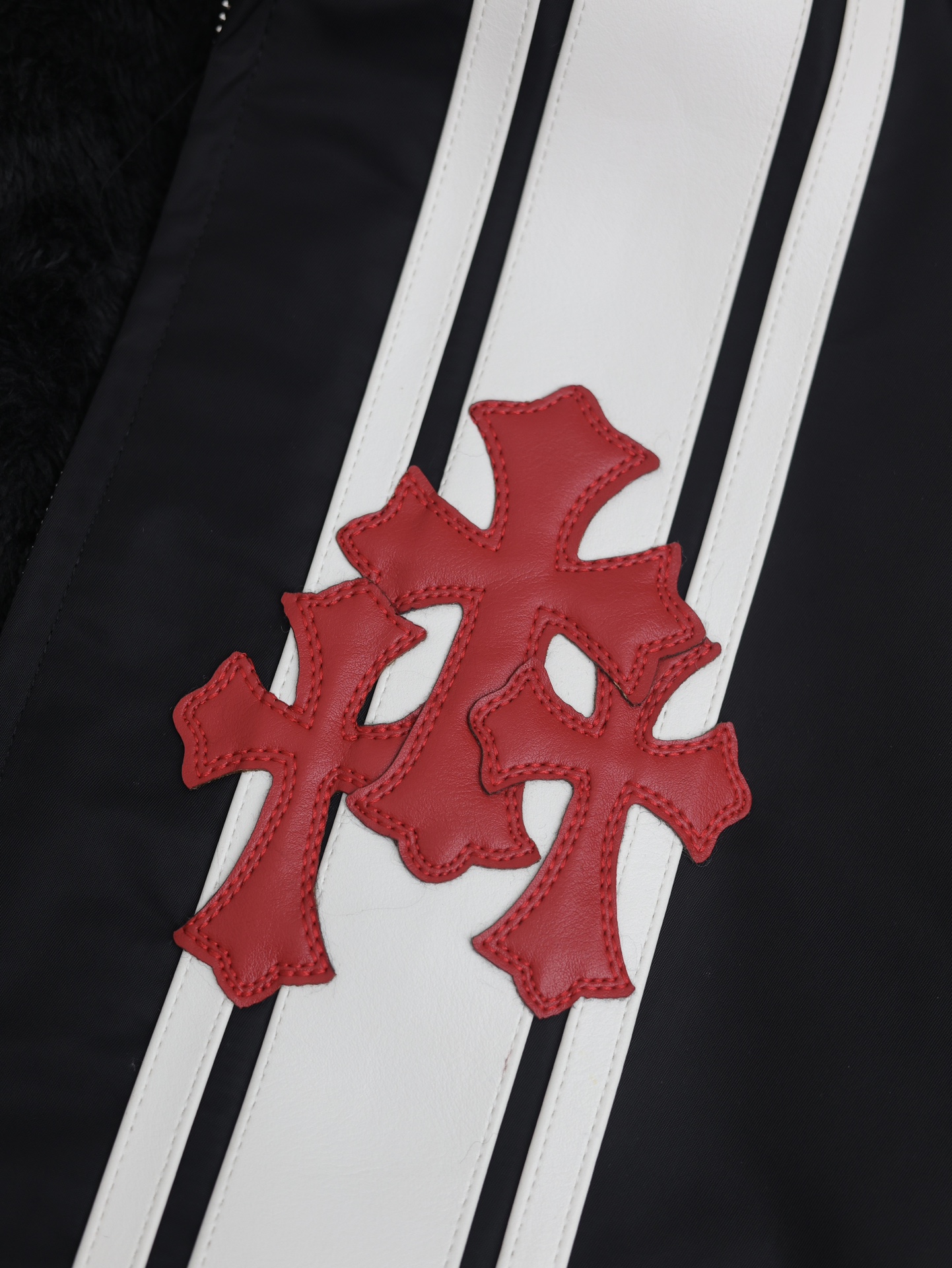 Chrome Hearts Cobra 3 Cemetery Cross Patch Nylon Racing Jacket "Black/White/Red" (CH-2024-1000）