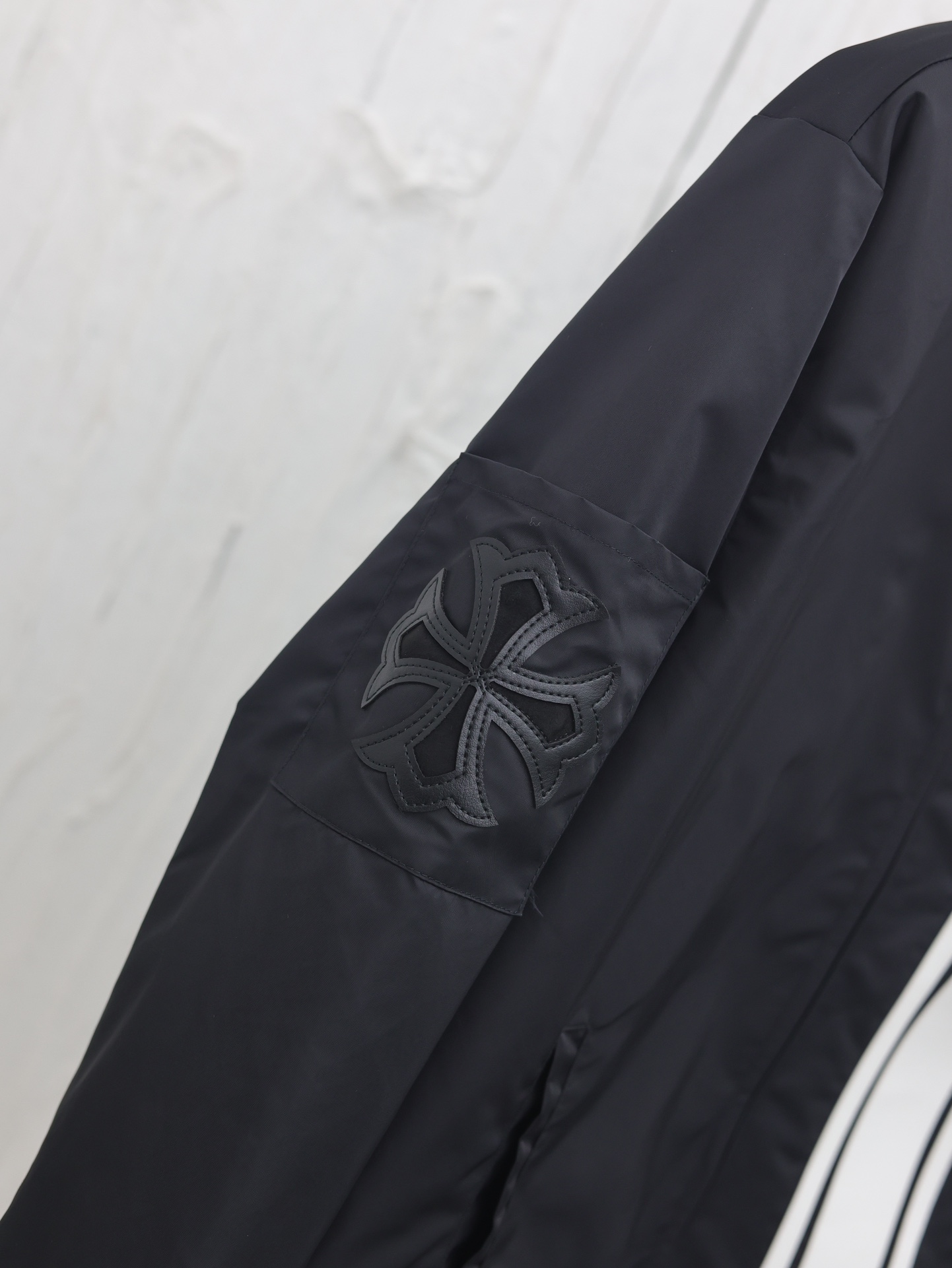 Chrome Hearts Cobra 3 Cemetery Cross Patch Nylon Racing Jacket "Black/White/Red" (CH-2024-1000）