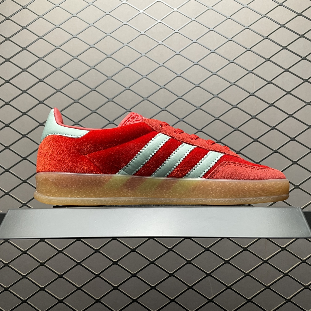 adidas Originals Women's Gazelle Indoor "Better Scarlet/Hazy Green/Gum"（IG6786 ）