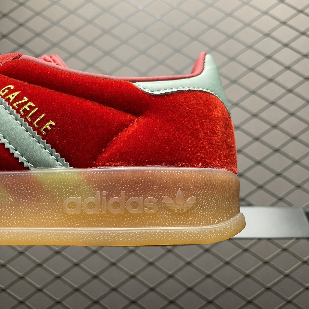 adidas Originals Women's Gazelle Indoor "Better Scarlet/Hazy Green/Gum"（IG6786 ）