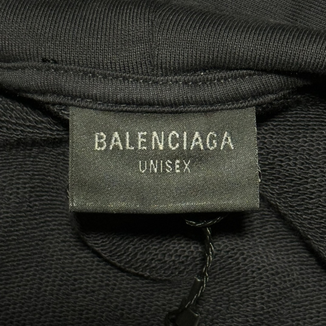  Balenciaga Paris Liberty Hoodie Oversized in Black  (739024TQVS11083）