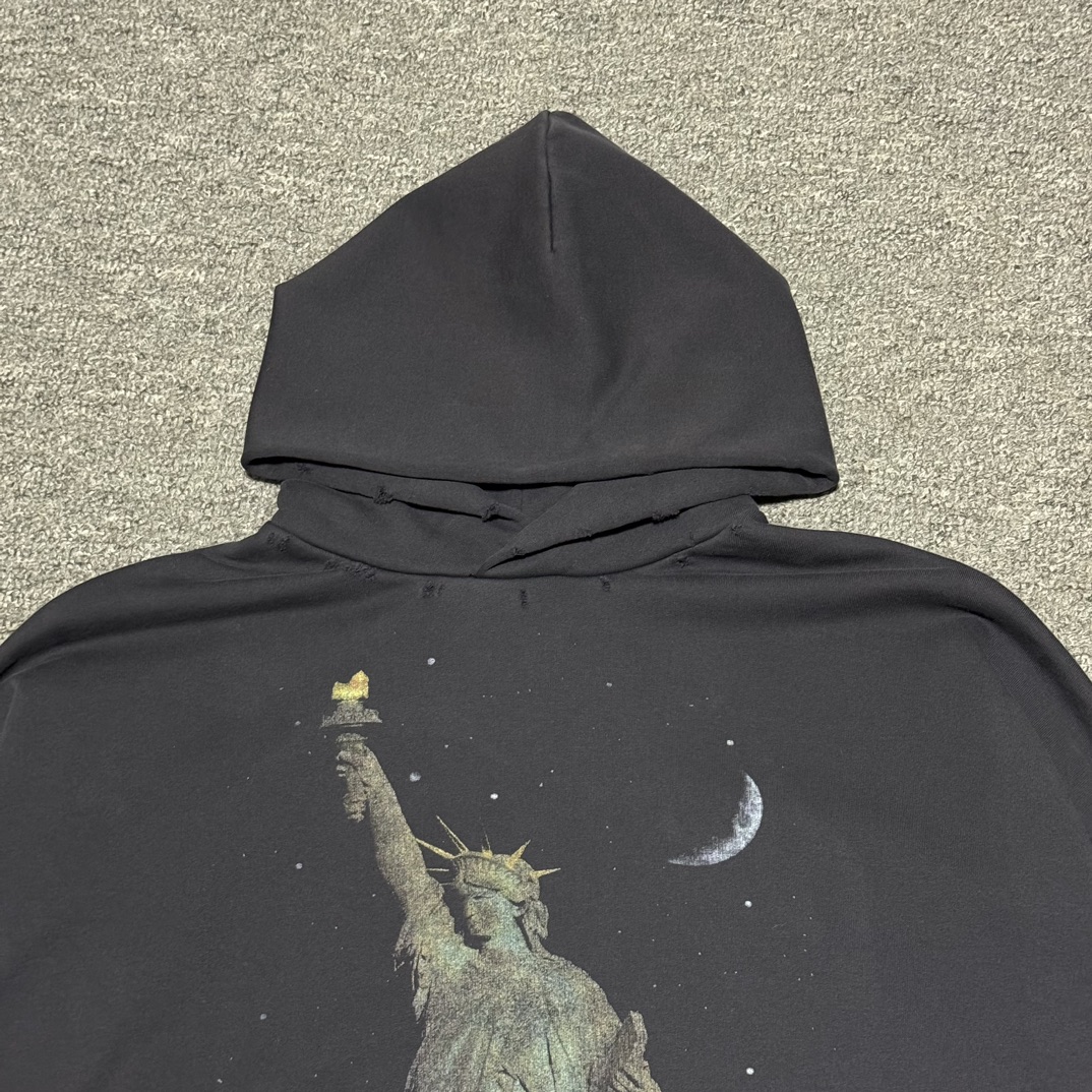  Balenciaga Paris Liberty Hoodie Oversized in Black  (739024TQVS11083）