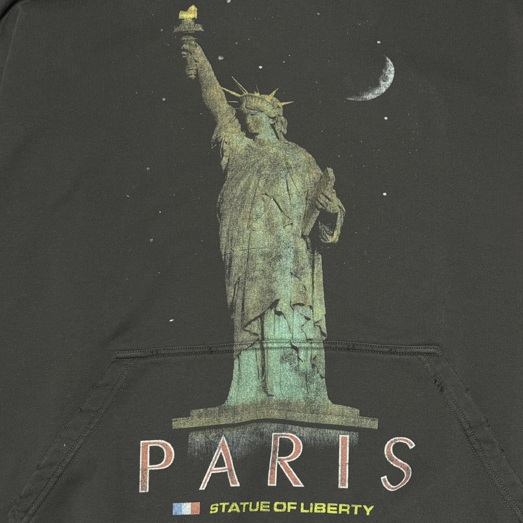  Balenciaga Paris Liberty Hoodie Oversized in Black  (739024TQVS11083）