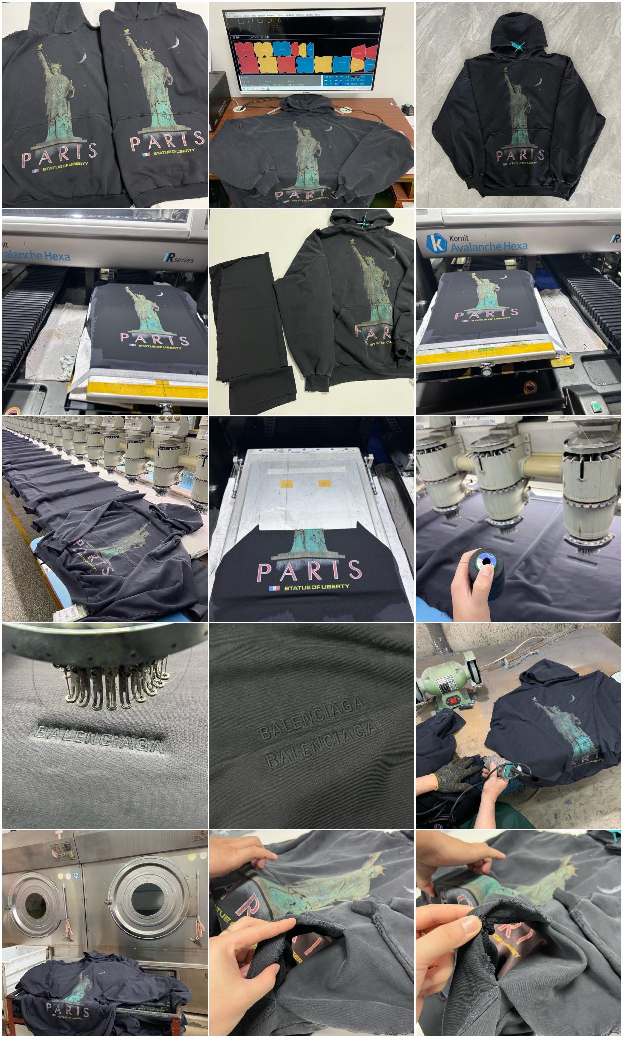  Balenciaga Paris Liberty Hoodie Oversized in Black  (739024TQVS11083）