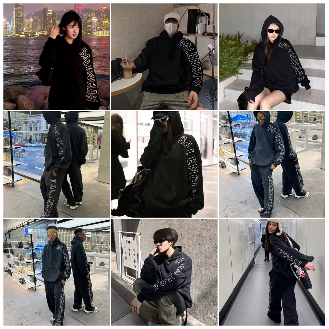 BALENCIAGA Outline Hoodie (739024TOVV29034）