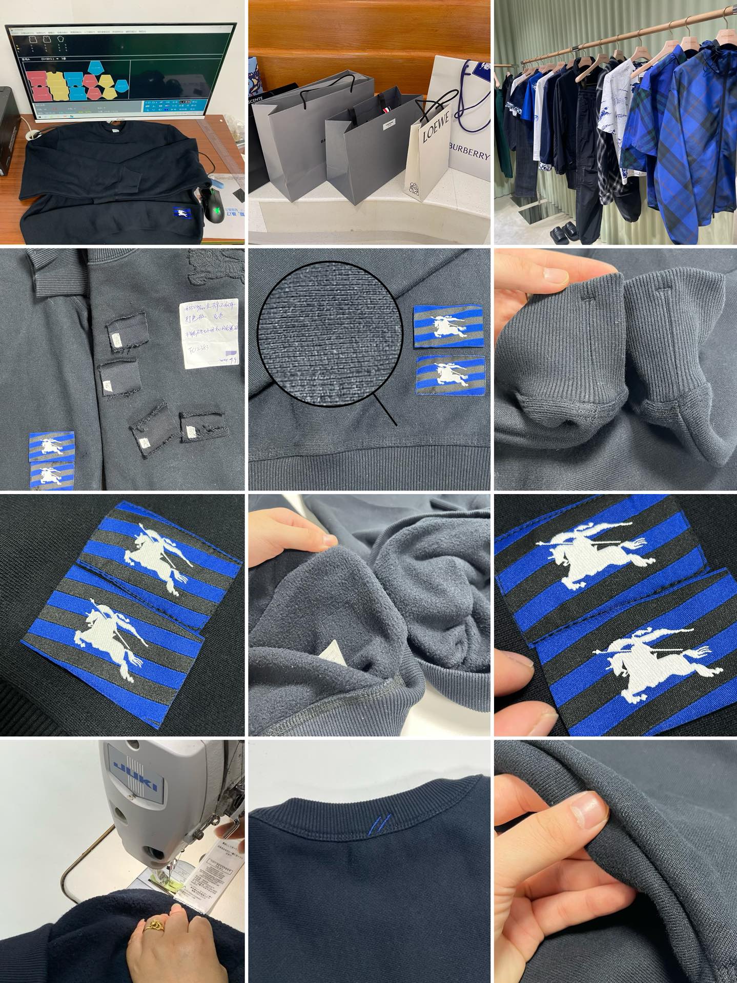 BURBERRY 24SS Black Cotton Oversized Sweat Top（80820931）