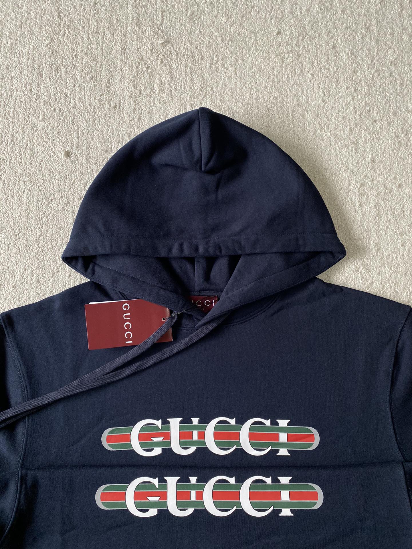 GUCCI printed cotton knitted hooded sweatshirt（788771-XJG59-4735）