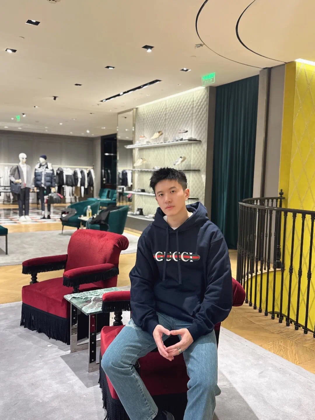 GUCCI printed cotton knitted hooded sweatshirt（788771-XJG59-4735）