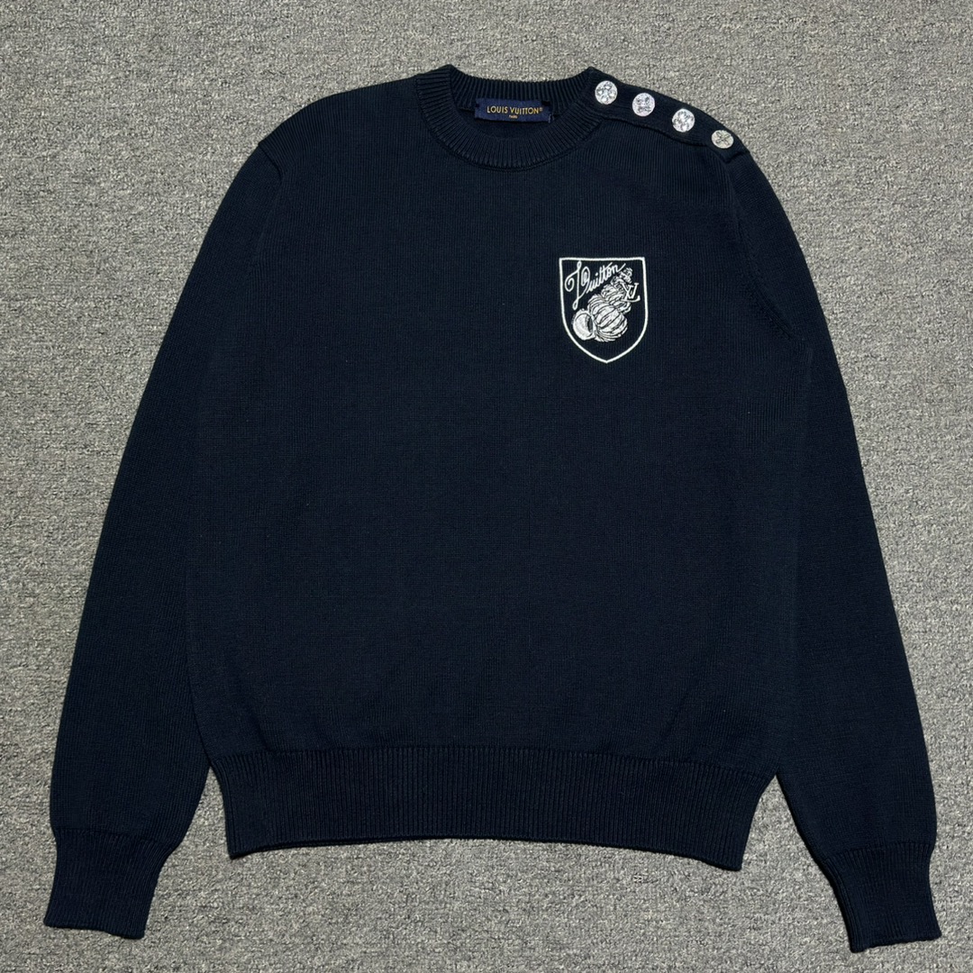 Louis Vuitton Embroidered cotton blend crew neck（1AFQQ3）