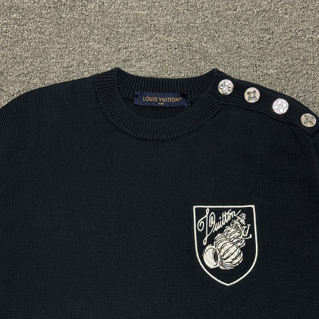 Louis Vuitton Embroidered cotton blend crew neck（1AFQQ3）