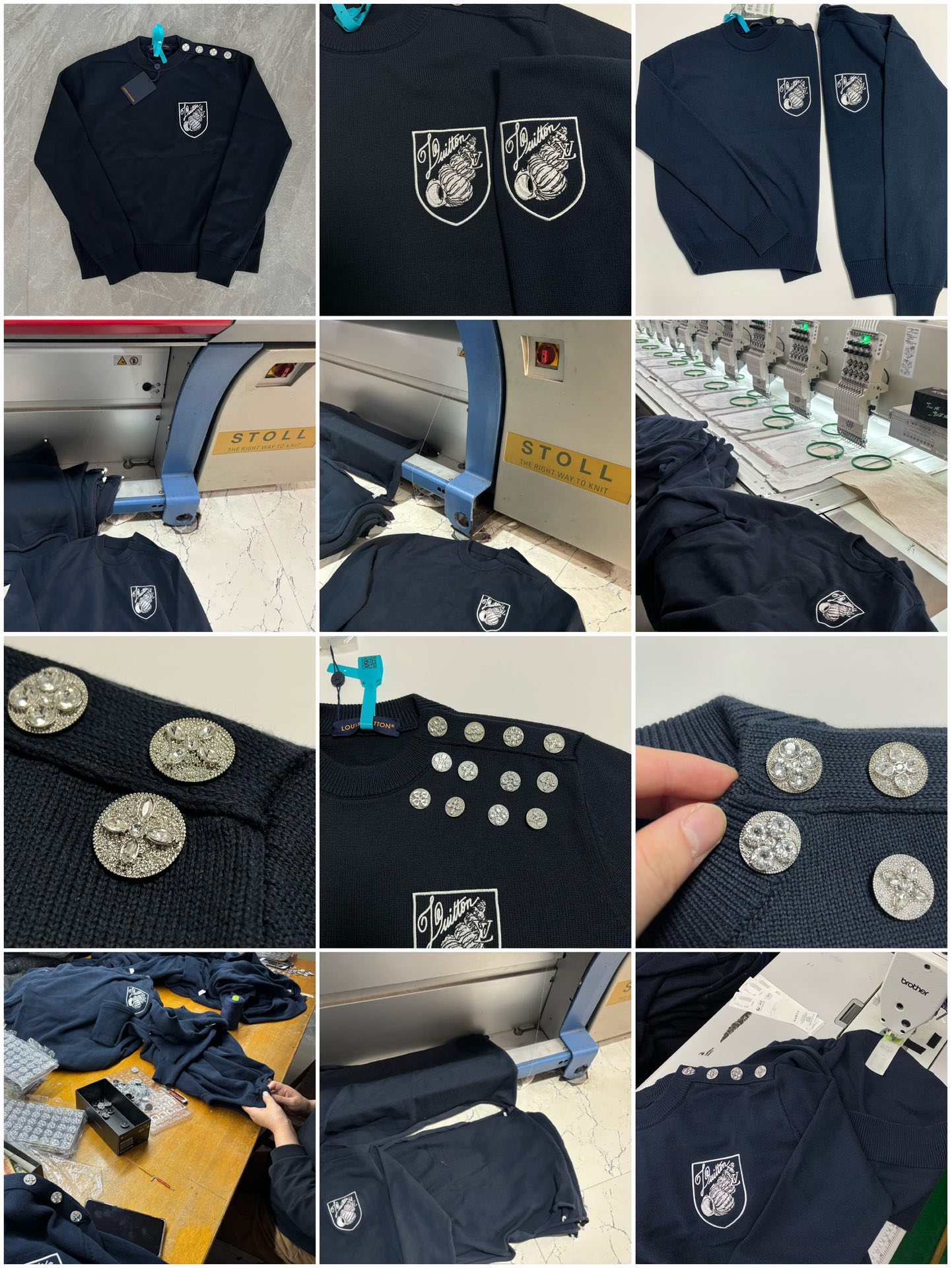 Louis Vuitton Embroidered cotton blend crew neck（1AFQQ3）